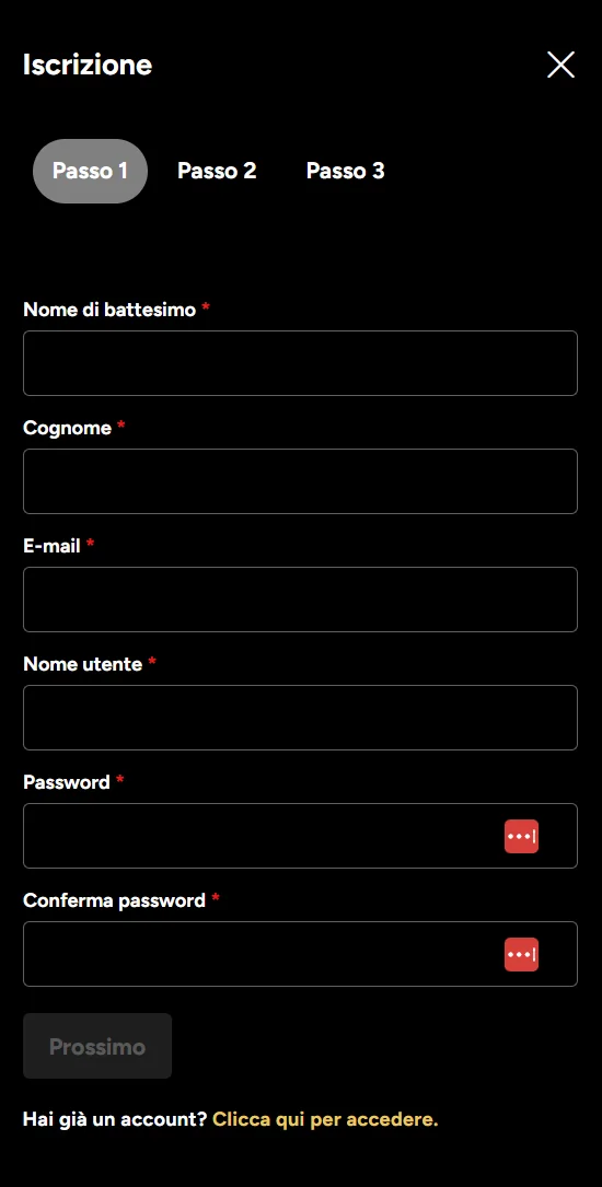 Registrazione Midas Casino