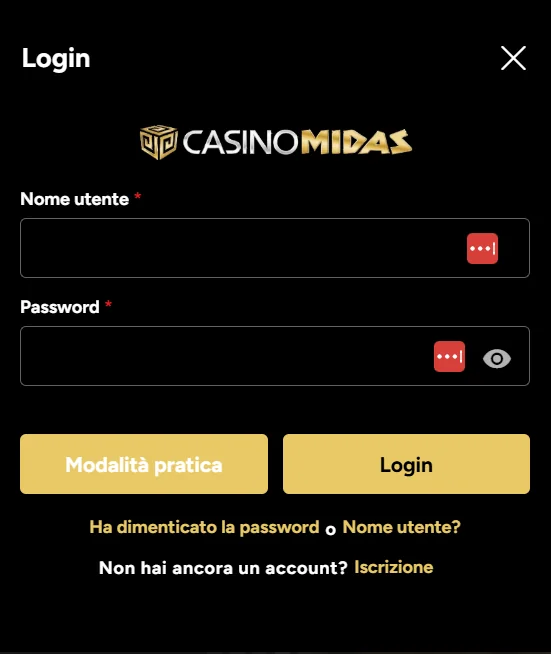 Accesso Midas Casino